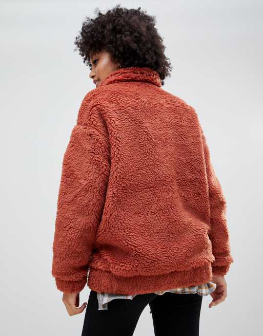 New look rust sales faux fur coat