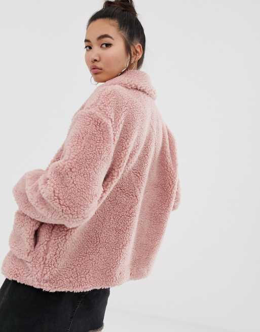 Teddy Jacke, Rosa, XXL