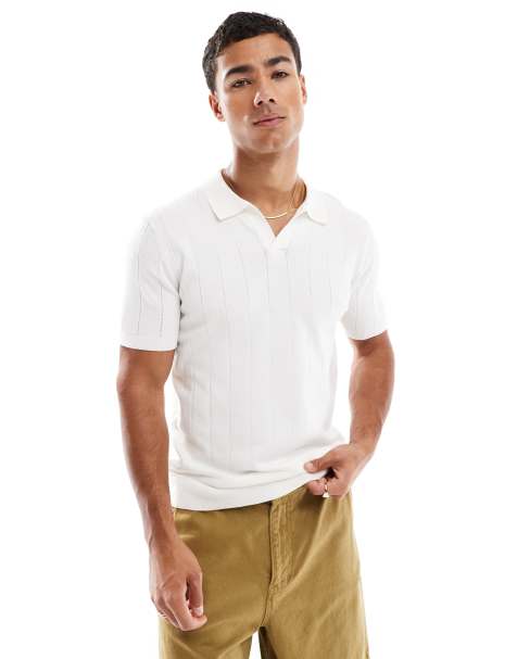 New Look textured knitted t-shirt in white