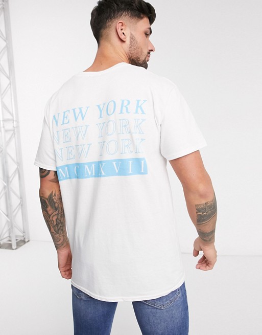 New Look text print front and back oversized t-shirt in white