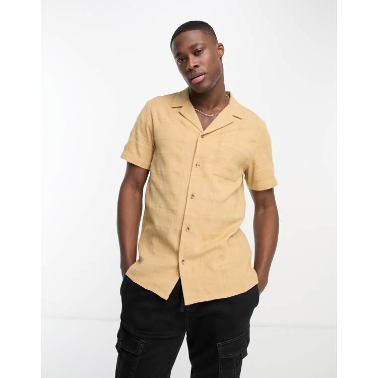 Men's Camp Collar Textured Button-Up Shirt, Men's Clearance