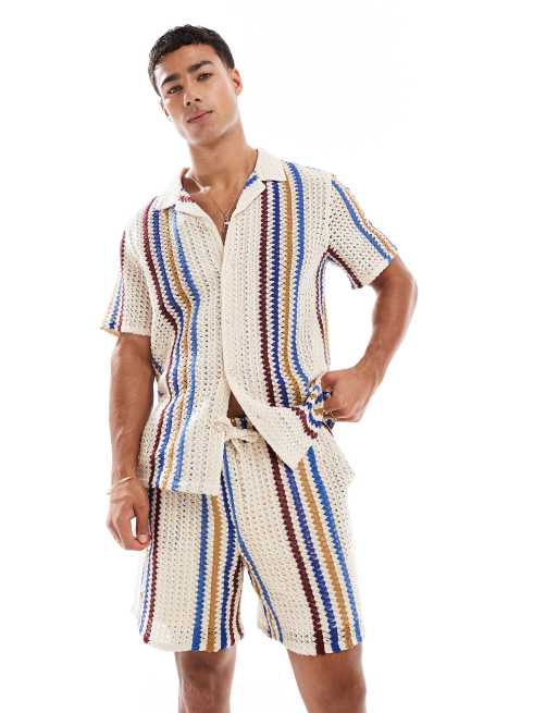 New Look textured crochet shorts in multi (Part of a set)