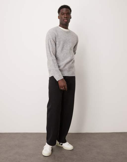 New Look textured jumper in grey marl ASOS