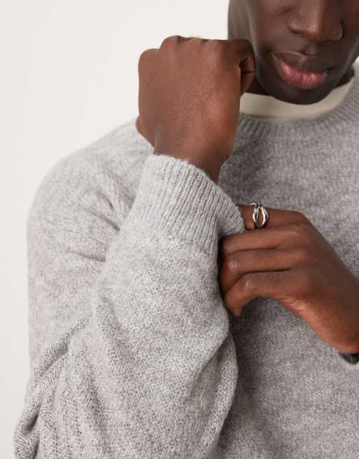 New Look textured jumper in grey marl ASOS