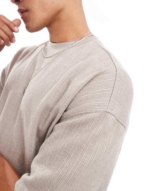 New Look textured oversized t-shirt in brown (part of a set), 3 of 4