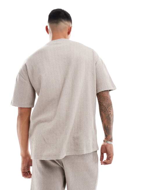 New Look textured oversized t-shirt in brown (part of a set), 4 of 4