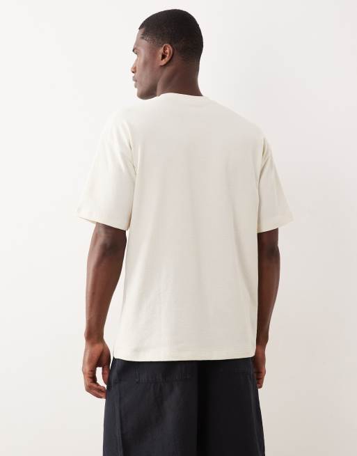 New Look textured oversized t-shirt in cream, 5 of 5