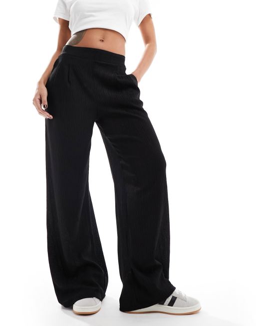 TEXTURED RELAXED FIT PANTS - Black