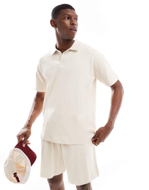 New Look textured polo in oatmeal (part of a set) - view 1