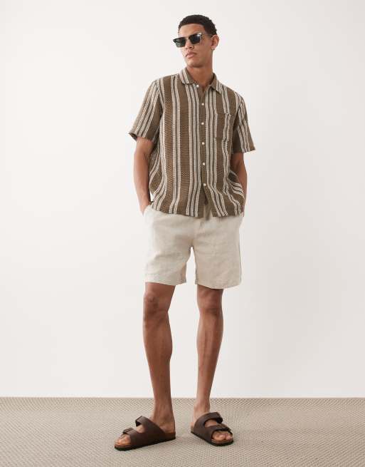 New Look textured stripe shirt in khaki, 2 of 5