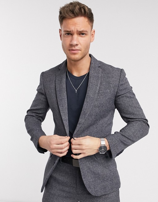 New Look textured suit jacket in grey