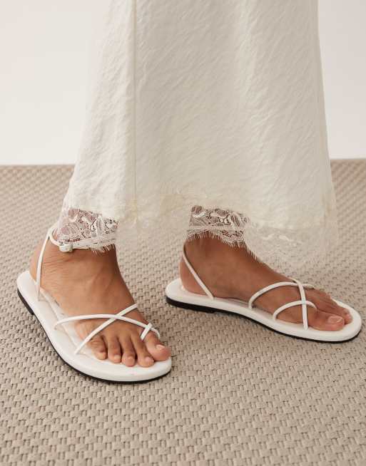 New Look textured woven lace trim midi skirt in cream , 5 of 5