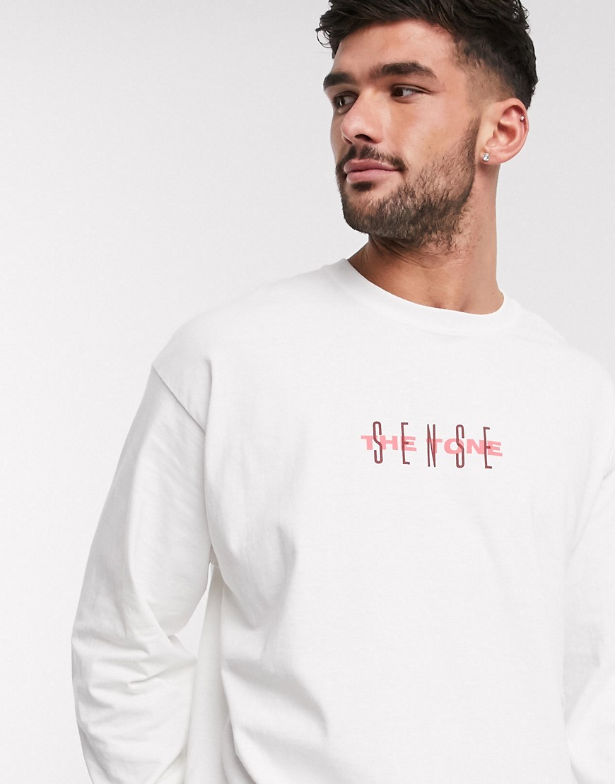 New Look the tone long sleeve print t-shrt in white