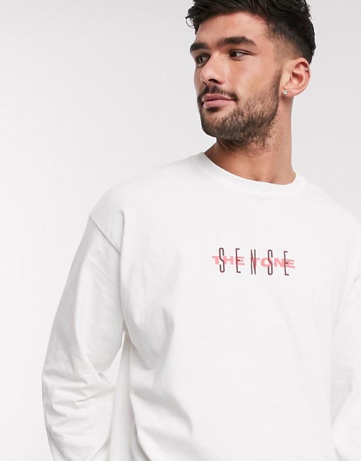 New Look the tone long sleeve print t-shirt in white