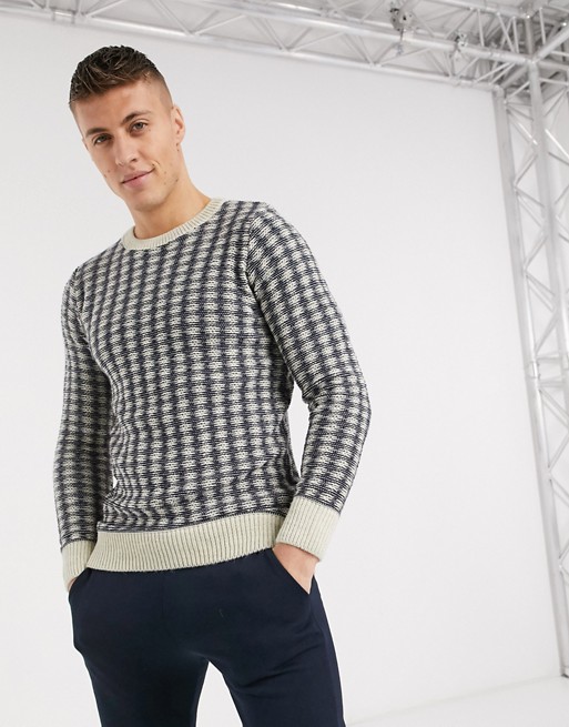 New Look thrist jumper in navy and white