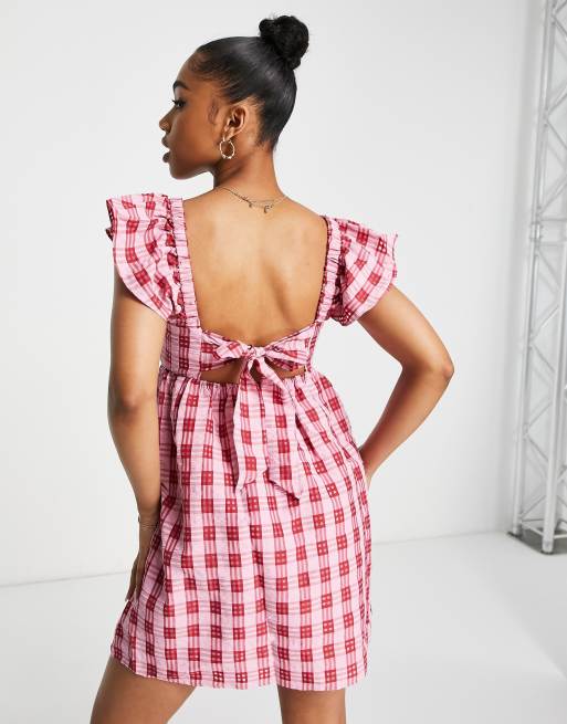 Gingham strap outlet dress