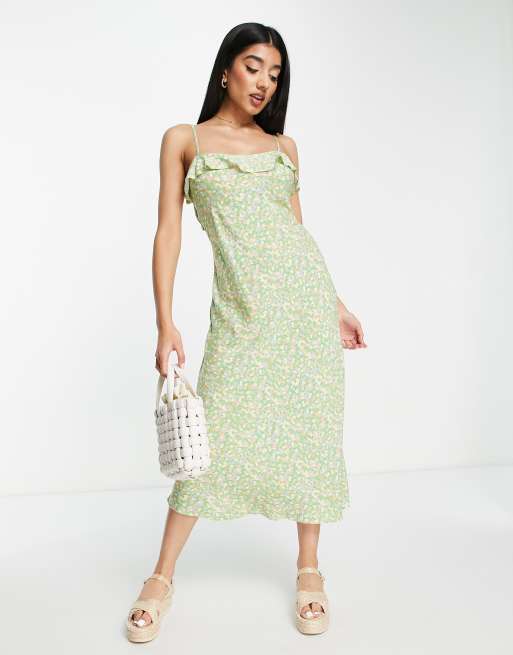 Green ditsy floral dress new clearance look