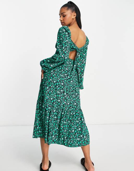 Asos design floral outlet tie back midi dress