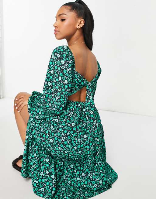 Floral tie back dress sale