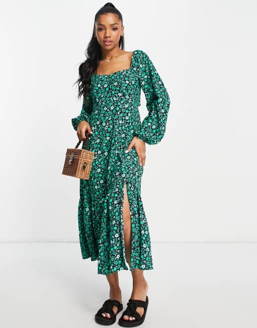 Asos design floral tie back midi dress hotsell