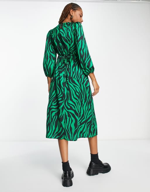 Green and black zebra print clearance dress