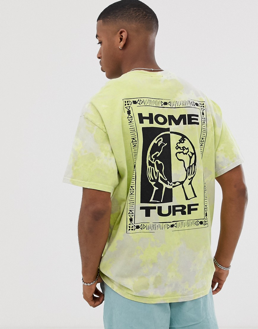 New Look - Tie-dye T-shirt met Home Turf-print in groen