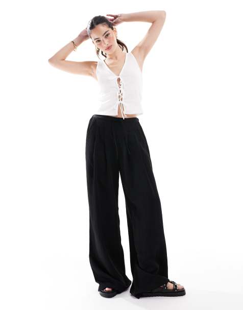 New Look tie front jersey singlet in white - view 1