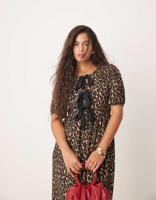 Womens Clothing New Look Leopard Shirt Dress New Look Tie