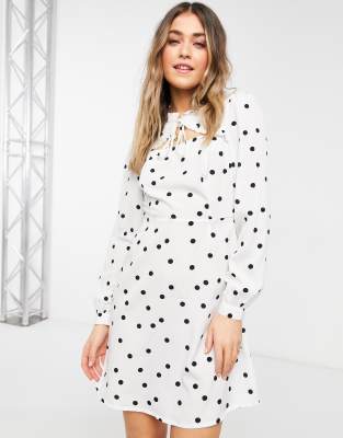 newlook white polka dot dress