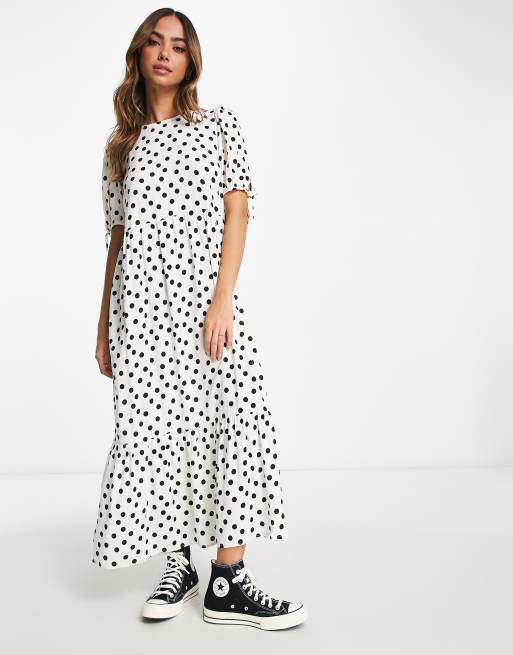 Asos white store polka dot dress