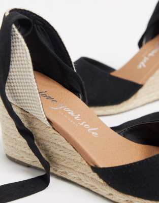 black canvas espadrille wedges