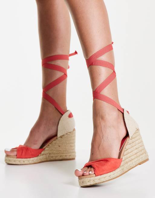 Coral colored store wedge sandals