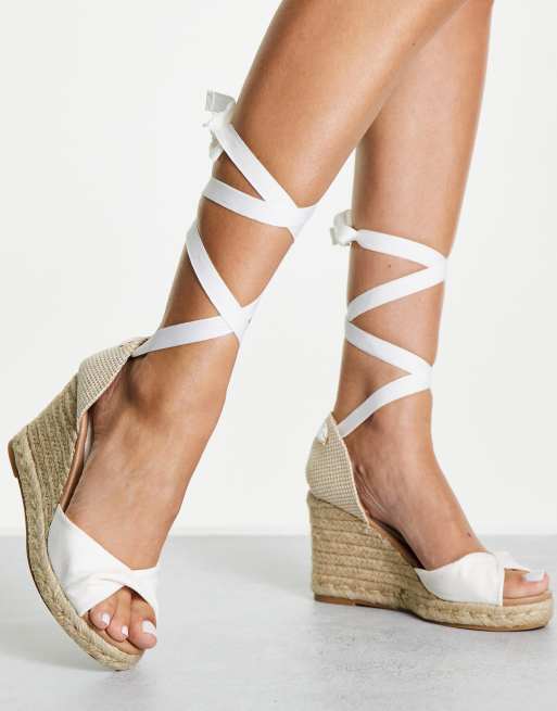 White espadrilles hot sale wedge