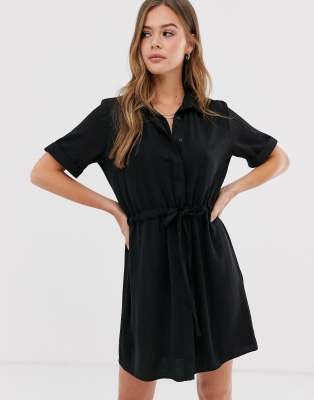 black tie waist shirt dress