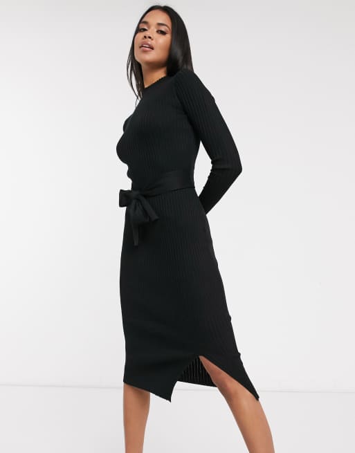 Black dress clearance with tie waist