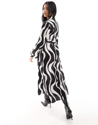 black and white swirl dress Black Swirl Print Halterneck Open Back Mini Dress