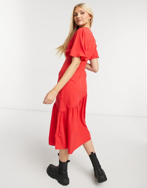 New look red shops midi dress