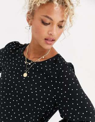 new look tiered midaxi smock dress in polka dot