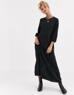 new look tiered midaxi smock dress in polka dot