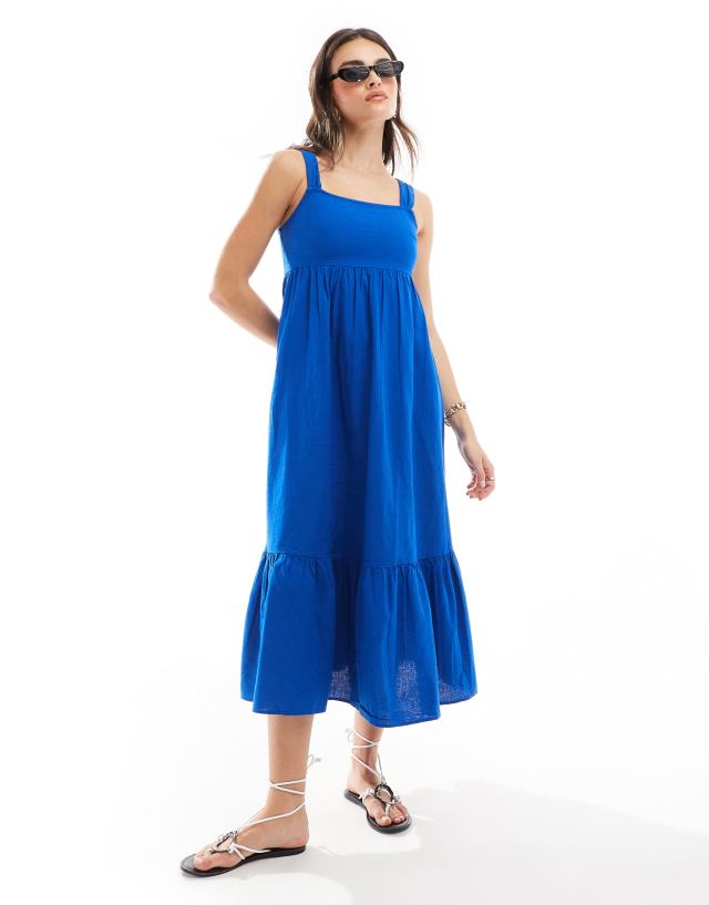 New Look - tiered midi sundress in bright blue