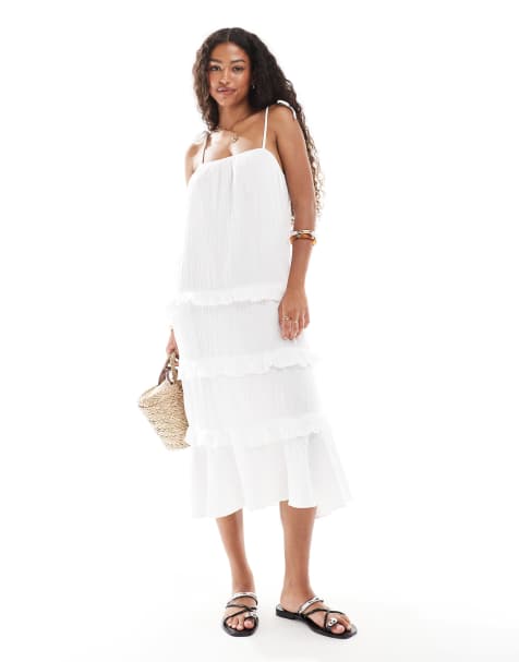 New Look tiered midi sundress in white - view 1