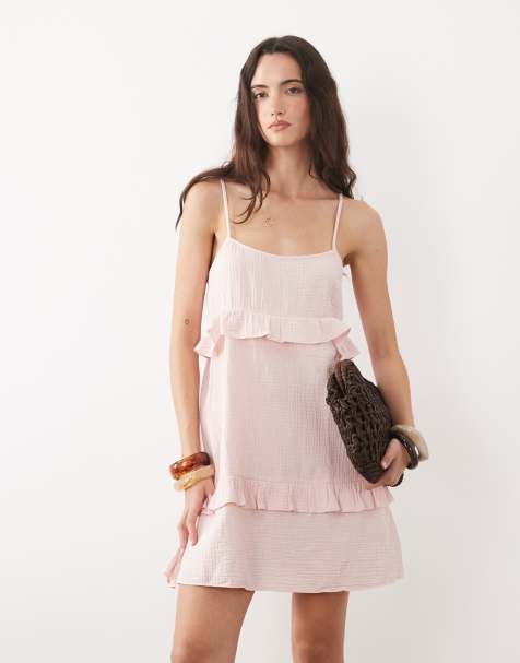 New Look tiered mini sundress in pink - view 1