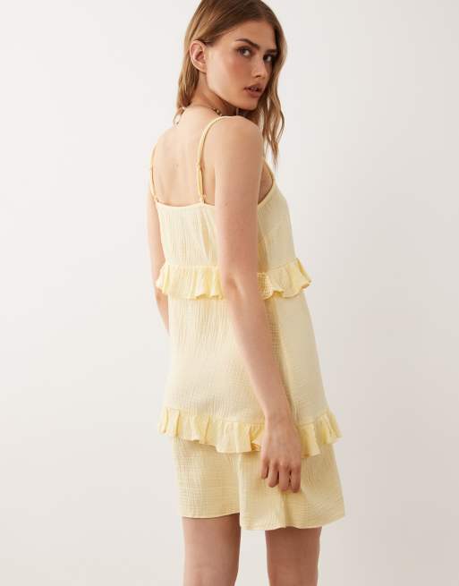 New Look tiered mini sundress in yellow, 4 of 4