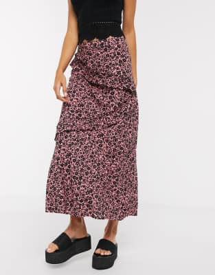 new look pink midi skirt