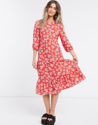 red floral dress new look