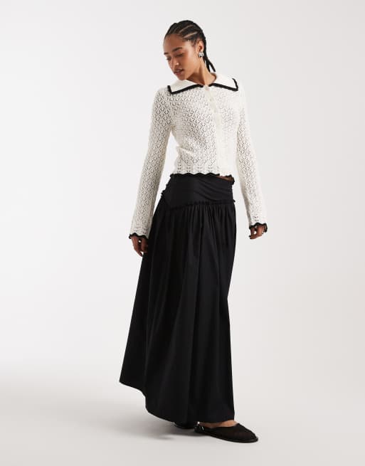 New Look tipped collar cardigan in cream, 3 of 4