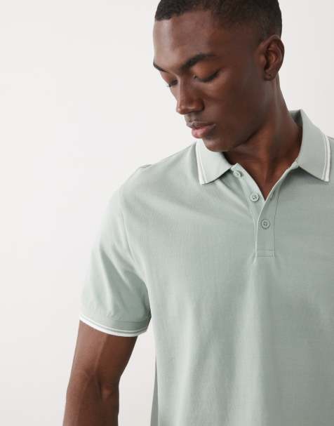 New Look tipped pique polo t-shirt in mint green - view 1