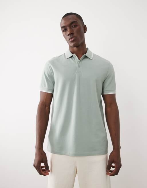 New Look tipped pique polo t-shirt in mint green , 5 of 5
