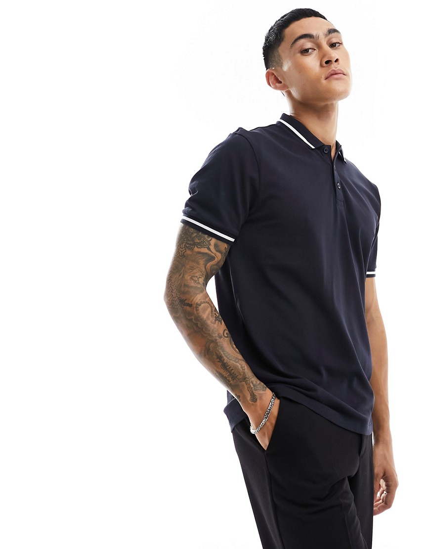 New Look tipped polo in navy