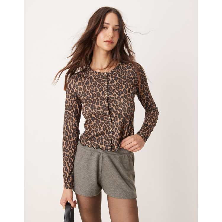 New Look tissue mesh cardigan in leopard print | ASOS